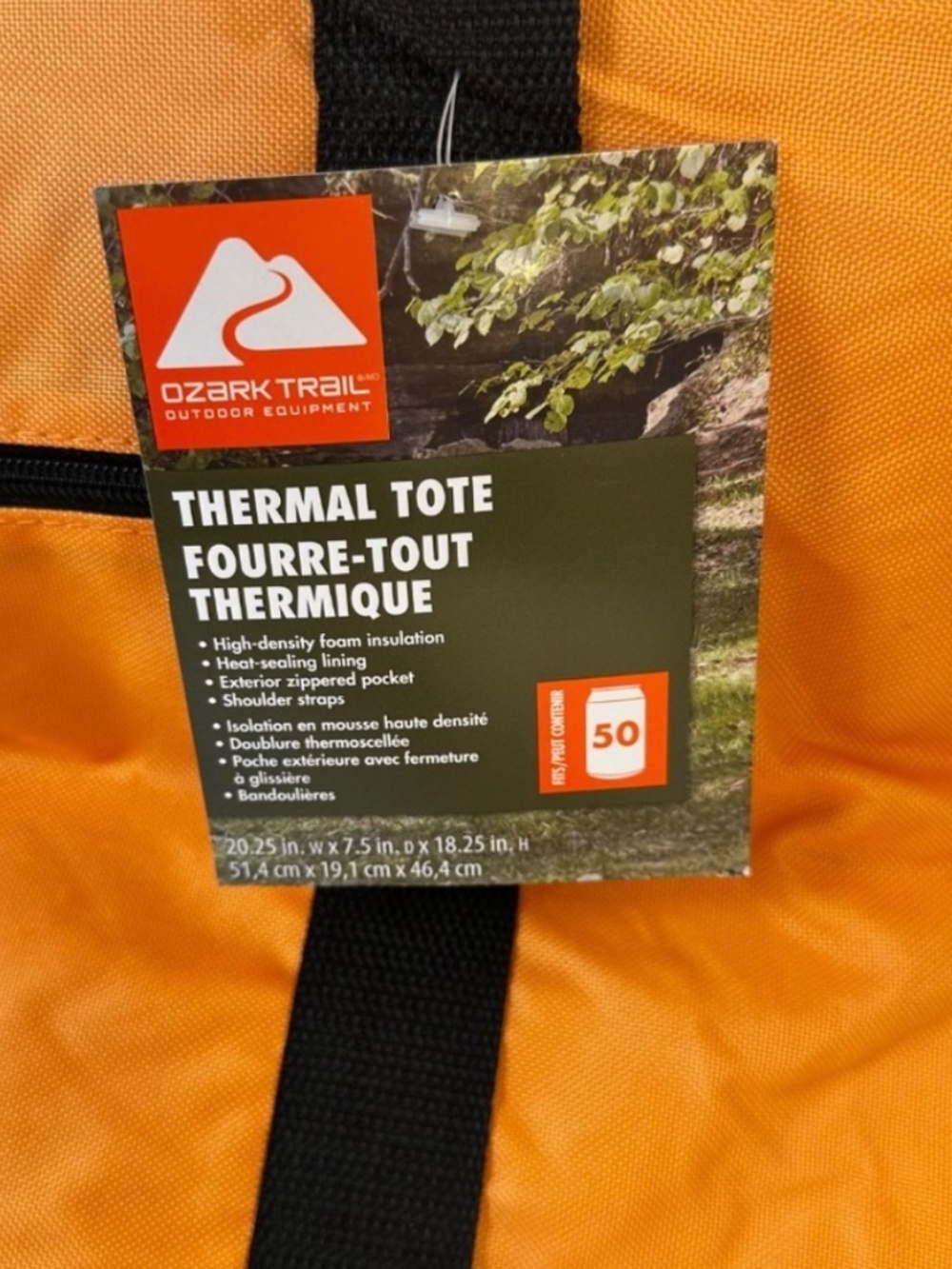 Orange & Black Thermal Insulated Tote Bag Cooler Large size NEW - Picture 2 of 6